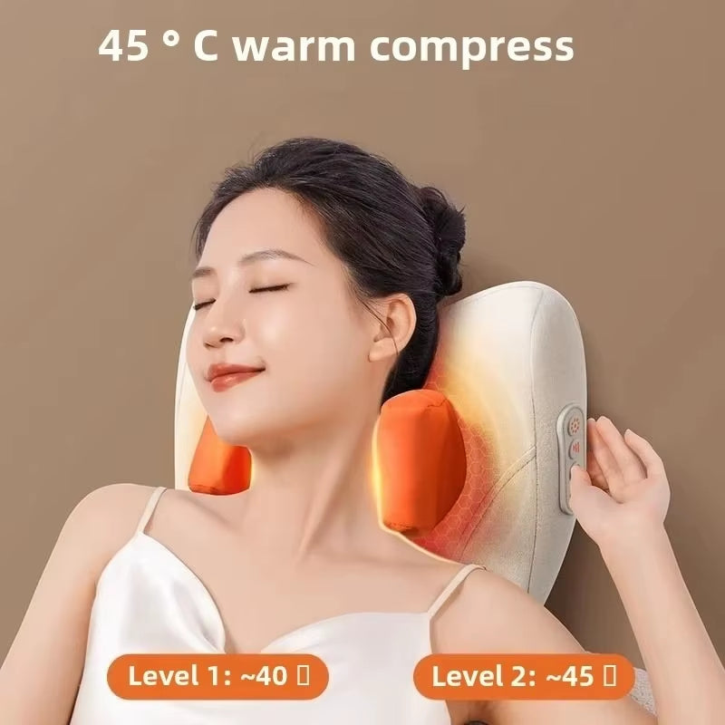 Trapezius Electric Massage Pillow Wireless Car and Home Massager Heating Waist Neck Leg Cervical Shiatsu Kneading